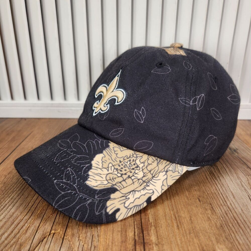New Orleans Saints OTS Strapback Hat Cap Black Gold Fleur-De-Lis Logo NFL Sports
